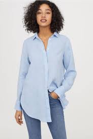 Linen Shirt Light Blue Melange Ladies H M Us Linen Shirt Linen Shirts Women White Linen Shirt