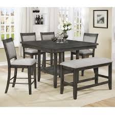 Claremont Fulton 6 Piece Dining Set In Gray Counter Height Dining Table Set Counter Height Dining Table Dining Room Sets
