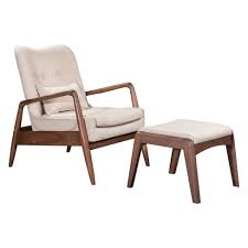 Soft shiny leatherette upholstery in sleek smooth finish is contrasted by sturdy wood frame finished in a rich warm walnut stain. Upholstered Mid Century Modern Sculpted Lounge Chair And Ottoman Beige Zm Home Target