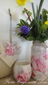 Vintage Rose Set Using Napkin Decoupage From Evija With Love Napkin Decoupage Decoupage Jars Decoupage Glass