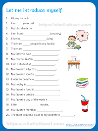 Self Introduction Worksheet For Kids In 2020 Learning English For Kids English Grammar For Kids English Activities For Kids
