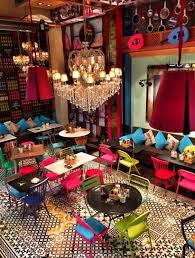 Otantik Cafe Tasarimlari Colorful Cafe Design Colored Seat Pillow Design Tile Art Fayans Avize Restaurant Interior Design Urun Tasarimi Restoran Tasarimi