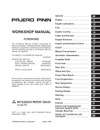 2001 mitsubishi pajero pinin service repair manual