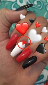 Still, give it something for people to take a second look at with vertical gold strips accent. Red Black And White Coffin Acrylics Nails Red Nails Acrylic Nails Coffin Short White Acrylic Nails