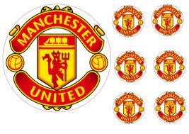 Here you go, manchester united soccer fans! Manchester United 17cm Cake Topper With 6 5cm Cupcake Toppers Wafer Paper Wafer Paper Manchester United Cake Toppers