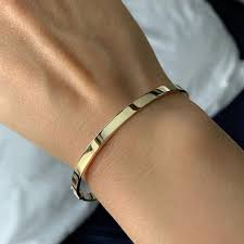 Plain Gold Bracelet Gold Bangle Bracelet Simple Real Gold Etsy Solid Gold Bangle Gold Bracelet Cuff Gold Bangle Bracelet