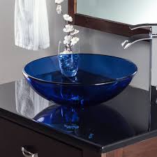 novatto blu glass circular vessel