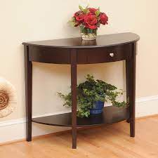 Espresso Large Half Moon Round Hall Table With Drawer 160 99 Half Moon Console Table Console Table Decorating Entrance Table Decor