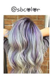 Platinum Blonde With Purple Highlights Blonde Hair With Purple Streaks Purple Highlights Blonde Hair Summer Blonde Hair