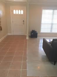 Overlay surface without hacking of existing floor/wall tiles. Transitioning From Existing Tile To Polished Concrete Slab