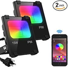 Led Flood Light 100w Equivalent Outdoor Color Changing Led Stage Landscape Lighting Rgb Bluetooth Smart Floodlights 2700k 16 Million Colors Timing Music Sync Ip66 Waterproof Us 3 Plug 2 Pack Amazon Com