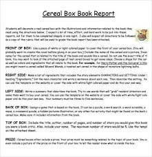 Cereal Box Book Report Summary Cereal Box Book Report Book Report Book Report Templates