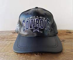 Vintage 90s Dallas Cowboys Cow Leather Strapback Hat Official Nfl Drew Pearson Baseball Cap Rare Touch Fastener Football Ballcap Cow Leather Dallas Cowboys Leather Hats