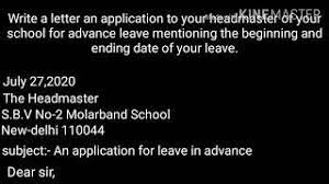 An application for a testimonial.06. Leave In Advance Wrote A Letter An Application To Your Headmaster Of Your School For Advance Leav Youtube