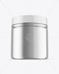 Metallic Protein Jar W Shrink Sleeve Mockup In Jar Mockups On Yellow Images Object Mockups