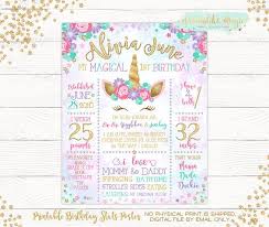Decoration Birthday Poster Board Ideas Unicorn Birthday Stats Poster Unicorn Birthday Poster Etsy In 2020 Birthday Poster Birthday Poster Board Unicorn Birthday