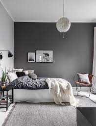 Pale gray is a good alternative to white, if you want a look that is more muted and soft. Love The Dark Grey Wall Used In This Bedroom Grey Bedroom Design Grey Bedroom Decor Home Decor Bedroom