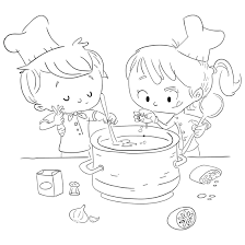 Download free coloring pages for girls and make just a small effort to print them. Boy And Girl Cooking Coloring Page Illustrations From Dibustock Children S Stories Illustration Experts