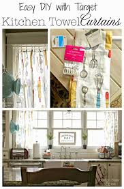 kitchen dish towels turned kitchen curtains