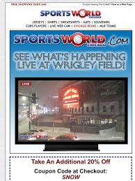 Grab the latest working sports world chicago coupons, discount codes and promos. Sports World Chicago Live Snowcam At Wrigley Field 20 Off Coupon Milled