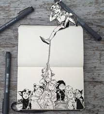 Art Black And White Creative Drawing Peter Pan Lost Boys Gabriel Picolo Peter Pan Disney Drawings Peter Pan Disney