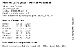 Á Piscine La Fayette Petites Vacances Horaires D Ouverture 5 Rue Louis Garnier A Besancon