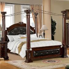 Four poster king bedroom sets. Furniture Of America Mandalay King Poster Canopy Bed In Brown Cherry Cm7271ek