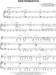 The song's title is a reference to the new romantic cultural movement of the 1970s and 1980s; Taylor Swift New Romantics Sheet Music In F Major Transposable Download Print Sku Mn0148027