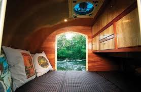 Its Interior Is Largely Full Of Black White And Gray Colours Which Evokes Profession And Teardrop Trailer Teardrop Camper Interior Teardrop Trailer Interior