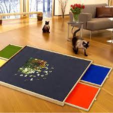 Portable puzzle board and storage table. Amazon Com Portable Puzzle Board Storage Table Quality Jigsaw Puzzle Board Lightweight Easy To Store 4 Color Sliding Drawers Plus Puzzle Mat Fun At Your Fingertips Great Gift Fits 1000 Piece