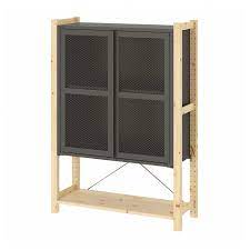 These spacious metal cabinets with mesh doors can be hung on a wall, placed on the floor or built into ivar storage system. Ivar Cabinet With Doors Pine Grey Mesh Ikea