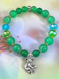 Koala Green Jade Bracelet, Natural Green Jade Gemstones, Select Your Own  Charm, Australian Gift, Beaded Bracelet