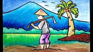 Gambar pak tani kartun, gambar petani membawa cangkul, gambar petani kartun, gambar cangkul, contoh karangan tentang pak tani, gambar anak petani, gambar petani lucu gokil umumnya, gambar alam pedesaan manapun memilki karakteristik tersendiri yang membuat terpukau setiap orang. Cara Menggambar Petani Di Sawah Dengan Pemandangan Gunung Youtube