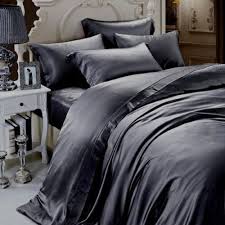 super soft 600tc satin silk dark grey solid duvet fitted flat sheet set all size silver bedding silk sheets bedroom silk duvet cover