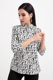 Rkt 9971 3 F Desenli Sifon Gomlek Gomlek Kadin Giyim Kadin