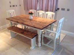 Find dining table with bench at macy's. Shabby Chic Rustic Farmhouse Solid 8 Seater Dining Table Bench And 6 Oak Chairs Farmhouse Kitchen Table Sets Rustic Dining Room Rustic Dining Room Table