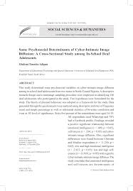 SOCIAL SCIENCES & HUMANITIES Some Psychosocial Determinants of  Cyber-Intimate Image Diffusion: A Cross-Sectional Study among