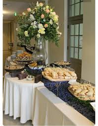 Love Table Set Up Round In The Center With One Large Tall Statement Floral Food On Either End Buffet Table Arrangement Buffet Table Decor Party Buffet