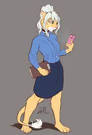 A lioness office lady I drew for someone on Patreon :D ~ Art by me  (@ArtsGalinn on Twitter) : r/furry
