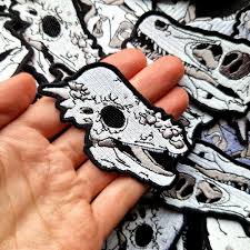 Pachycephalosaurus embroidery patch / pachycephalosaurus skull embroidered patches dinosaur skulls — Sketched by Ste