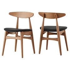 Set Of 2 Cortland Danish Modern Natural Dining Chair Inspire Q Walnut Dining Chair Danish Modern Dining Chair Solid Wood Dining Chairs