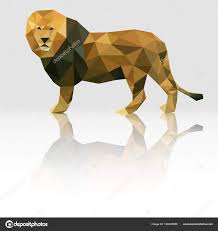 Vector Pet Lion Polygon Chart Reflection Stock Vector 7a