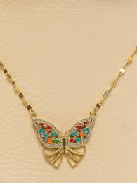 كوليه ذهب عيار 18 فراشه بخصم 10 على المصنعيه Necklace Jewelry Fashion