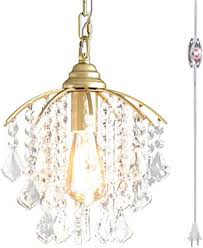Kiven Plug In Pendant Light Hanging Swag Lamp Crystal Shade Perfect For Apartment Dorms No Wiring Amazon C In 2020 Plug In Pendant Light Swag Lamp Hanging Lights