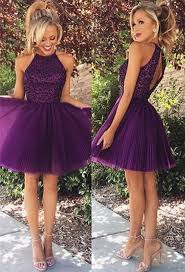 High Neck Purple Beaded Short Homecoming Dress Short Prom Dresses Thumbnail 1 Purple Homecoming Dress Prom Dresses Tulle Homecoming Dress