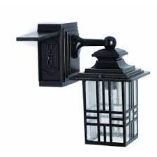Mission Style Exterior Wall Lantern With Built In Electrical Outlet Gfci 30264 At The Home Depot 47 Wall Lantern Outdoor Light Fixtures Outdoor Wall Lantern