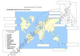 English Speaking Countries Map Worksheet English Speaking Countries Map - Esl Worksheet By Jellybiiiz