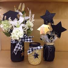 Graduation Centerpiece Glittered Black And Gold Masonjar Graduation Party Centerpieces Graduation Table Decorations Grad Party Centerpieces