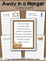 C f c away in a manger no crib for a bed g7 c the little lord jesus laid down his sweet head f c the stars in the sky looked down where he lay f c g7 c the little lord jesus asleep on the hay. Free Away In A Manger Copywork Instant Download