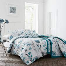 3pcs duvet cover set with pillowcase double size microfiber teal + light grey uk. Inky Floral Teal 200 Thread Duvet Set Bed Linen York Connollys Homestyle York